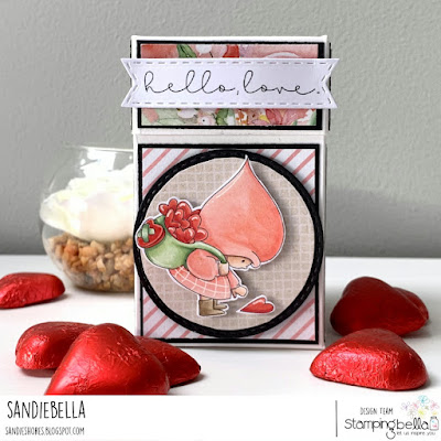 www.stampingbella.com: rubber stamp used BUNDLE GIRL WITH A HEART TRAIL. card by Sandie Dunne