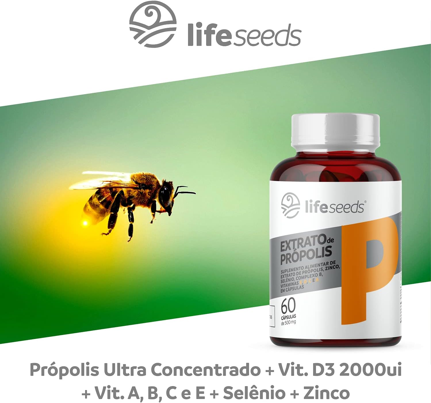 Extrato de Própolis em Cápsulas 650mg + Vit D3 2000ui + Vit Complexo B + Vit E, C, A, Selênio E Zinco - 60 Cápsulas Extrato de Própolis em Cápsulas 650mg + Vit D3 2000ui + Vit Complexo B + Vit E, C, A, Selênio E Zinco - 60 Cápsulas