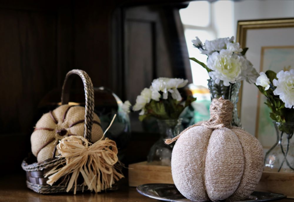 dining-hutch-antique-burlap-pumpkin-silver-fall-decorating
