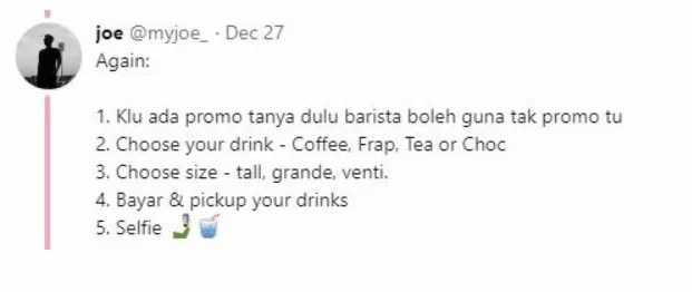 cara order starbucks untuk pertama kali dengan betul dan murah