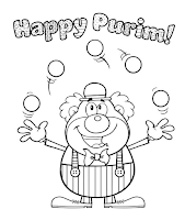 Happy Purim- a clown coloring page