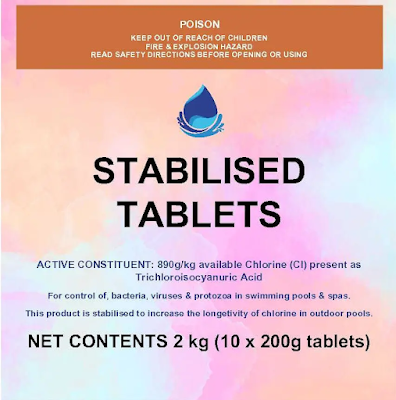 Chlorine tablets for pool