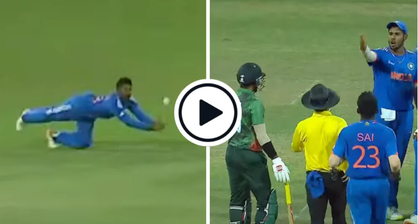 
Watch: Umpires separate clashing India, Bangladesh players over low catch controversy

