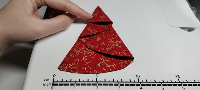 Folded fabric Christmas tree ornaments