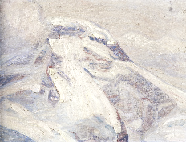BLANCHE BERTHOUD d (1864 -1938) Breithorn (4,165 m-13,664 ft) Suisse-Italie   In Breithorn, huile sur carton, 25 x 33cm, 1920, Collection privée