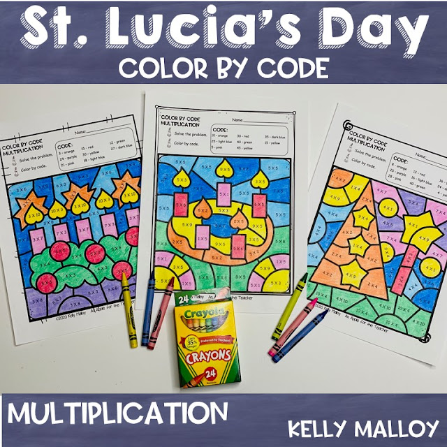 St. Lucia's Day Color By Number Worksheets Multiplication