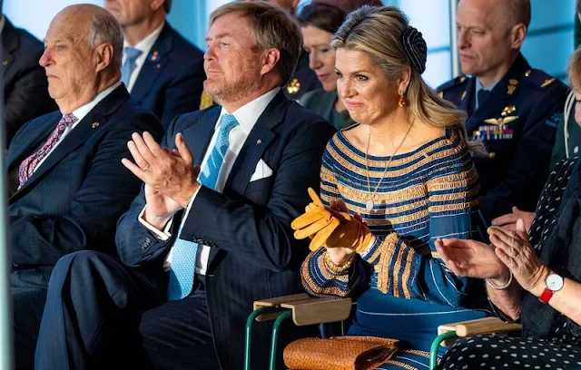 Crown Prince Haakon, Crown Princess Mette-Marit and Queen Sonja. Queen Maxima wore a coat and dress by Jan Taminiau