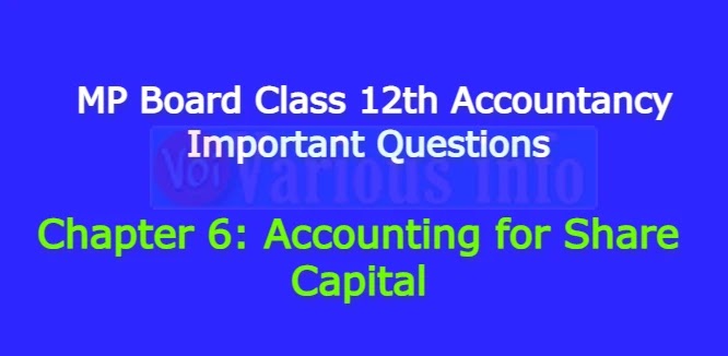 MP Board Class 12th Accountancy Important Questions Chapter 6 Accounting for Share Capital