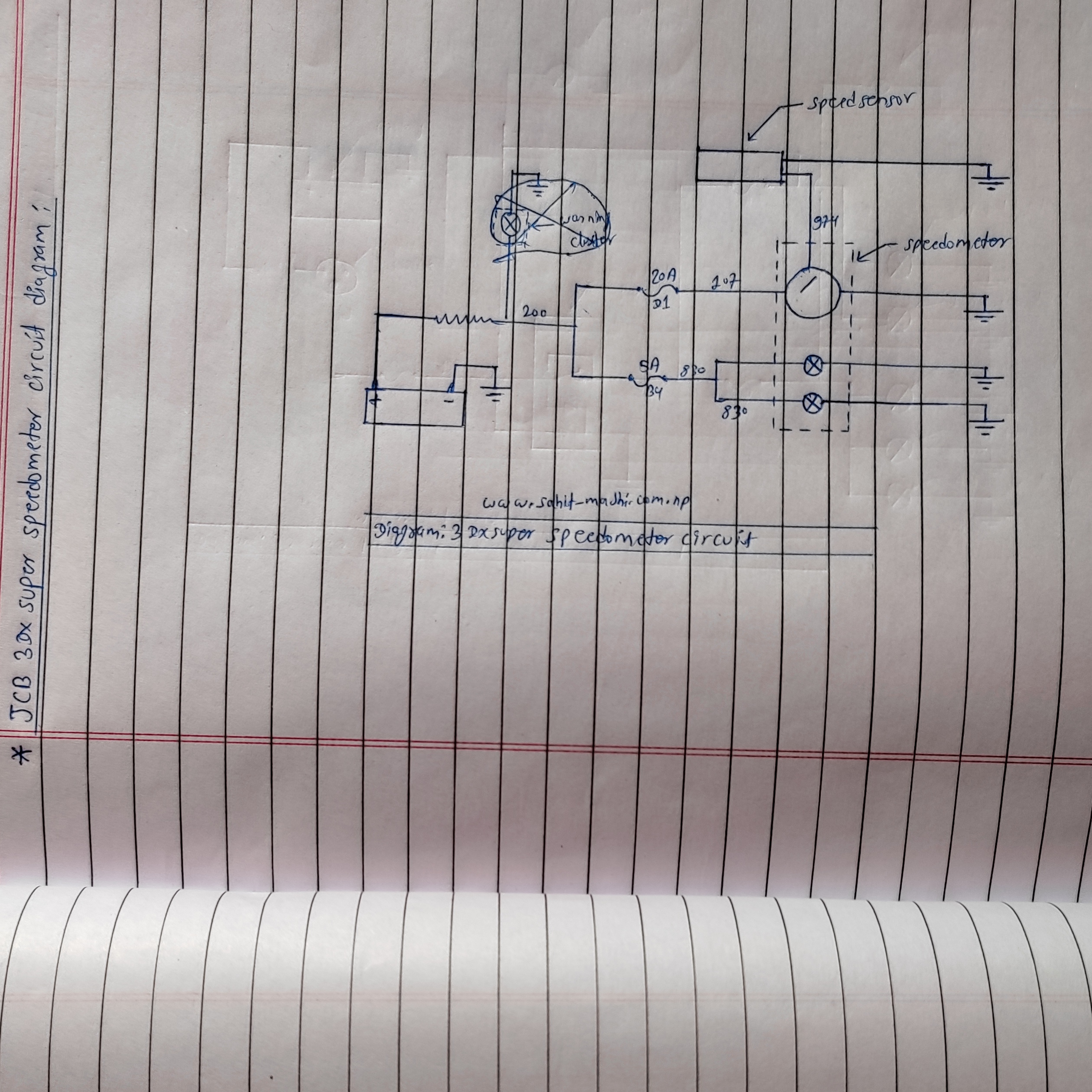 jcb 3dx super Speedometer circuit diagram