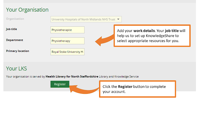 Input fields for your job and workplace