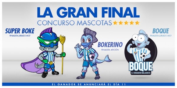 Málaga, Bokerino, Boque y Súper-Boke son los finalistas como mascota del club