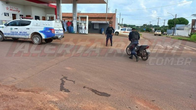 Motorista de Onix branco foge do local após fechar motociclista em Rolim de Moura; Testemunhas repassaram a placa do carro à PM