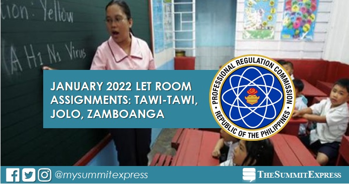 Examinees, Room Assignments: January 2022 LET in Jolo, Tawi-tawi, Zamboanga