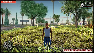 GTA San New Road New Tree And Hd Grass improved Default Cars - GTA San Best Graphics Mod Pack 2021