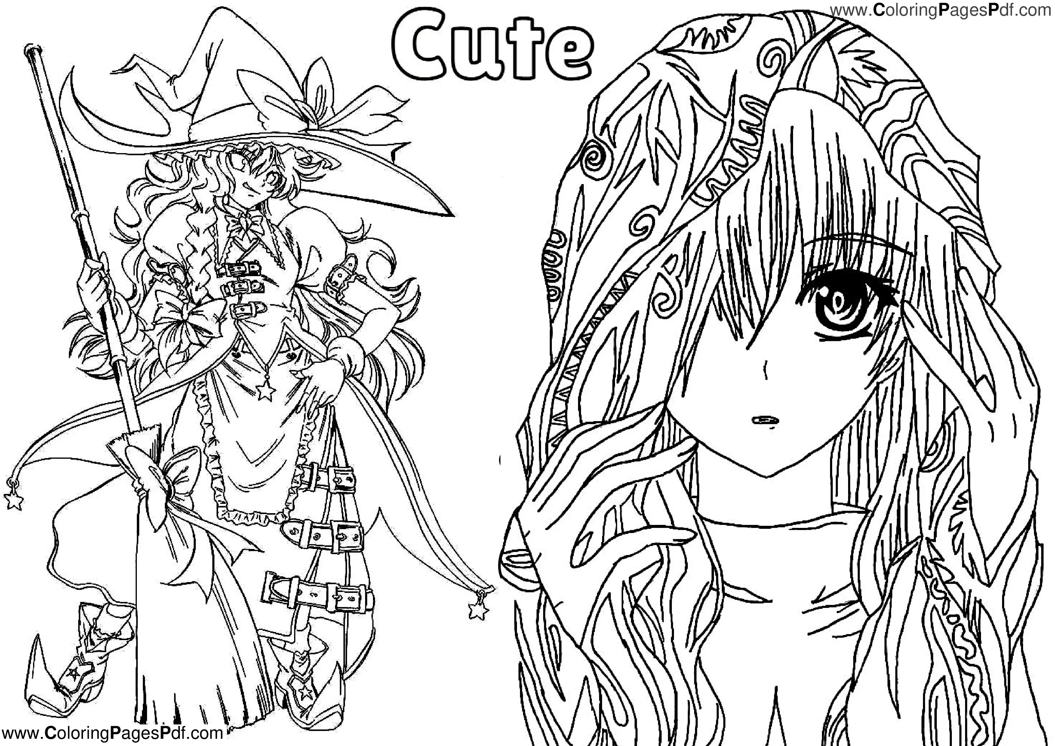 Anime colouring pages for girls
