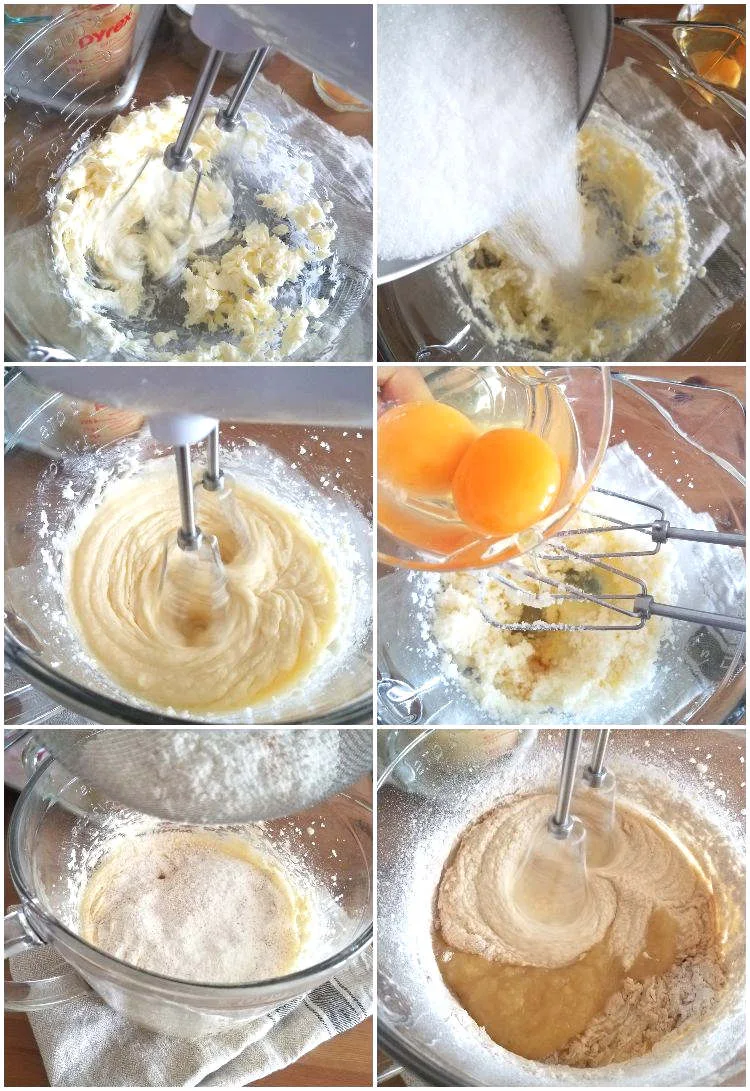 Preparación de la mezcla del bizcocho con compota de manzana