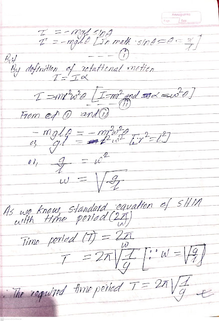 Two identical simple pendula are connected by a idea spring of natural length d as shown in figure. Calculate the time period of pendula for equal small displacement along the same direction.