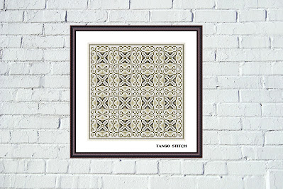 Elegant beige vintage ornament cross stitch pattern