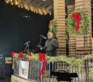 Rep Roy giving his remarks at the January 6 Vigil (on the Town Common)