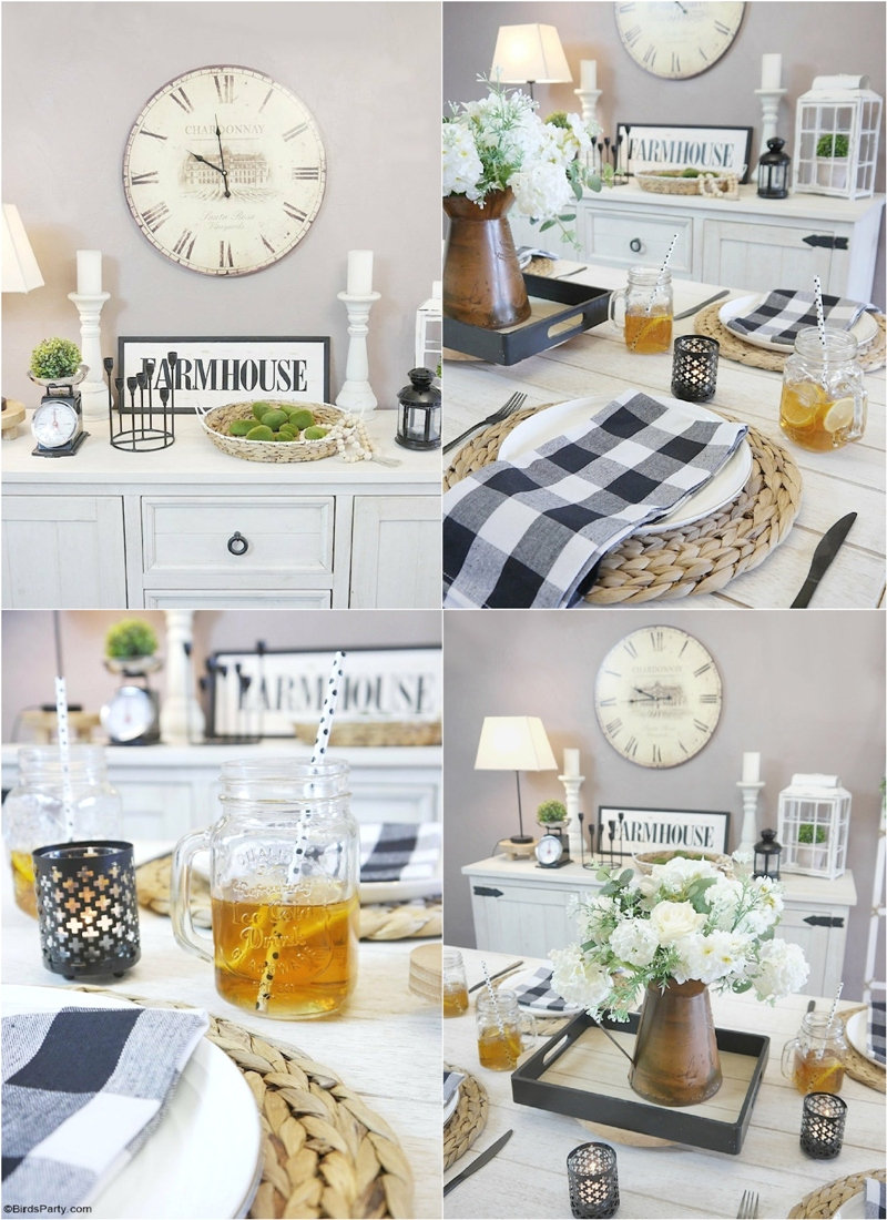 Early Spring Farmhouse Tablescape Decor with tips and easy styling ideas to transition from winter to spring for any celebrations or occasion + spring cleaning safety tips for checking your smoke and CO alarms - This post is sponsored by First Alert @FirstAlertSafety  #FirstAlertPartner #TimeToReplace #FirstAlert