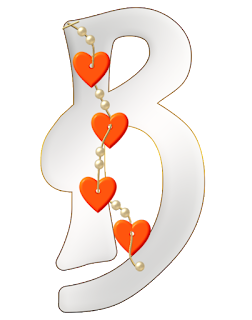 Abecedario Blanco y Gris con Corazones Naranja.