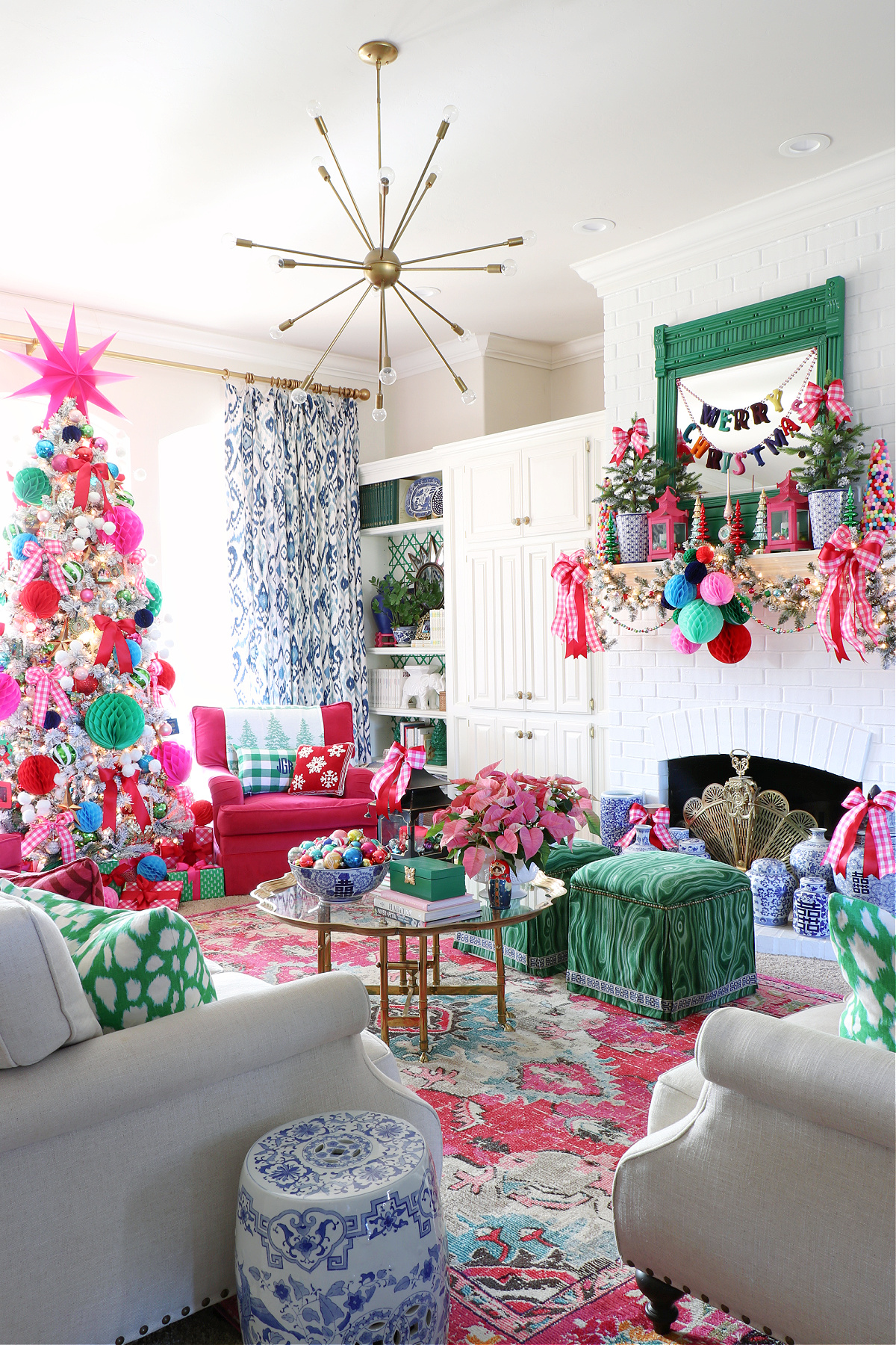colorful Christmas living room decorations