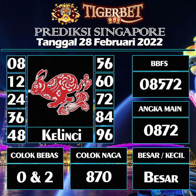 Prediksi Togel Singapore Tanggal 28 Februari 2022 Tigerbet888