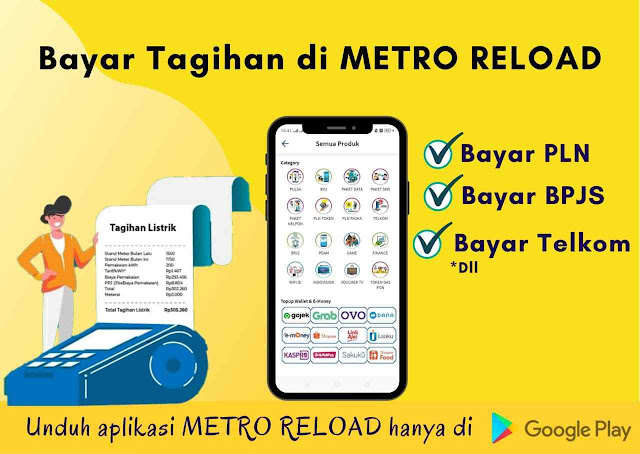 Cara Melakukan Pembayaran Listrik PLN Pasca Bayar Metro Reload Pulsa