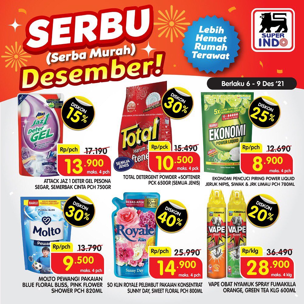 Tebus Murah & Diskon Mulai 15% Hingga 40% di Promo Katalog Serba Murah Superindo (s.d 9 Des 2021)