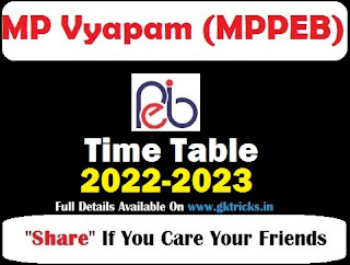 Mp Vyapam Time Table 2022