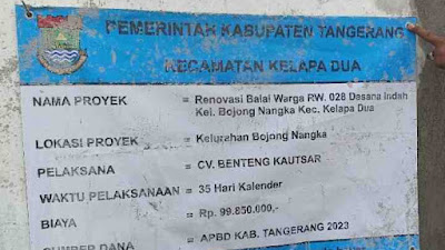 Anggaran Renovasi Balai Warga RW 28 Diduga Berbeda Dengan di Sirup LKPP