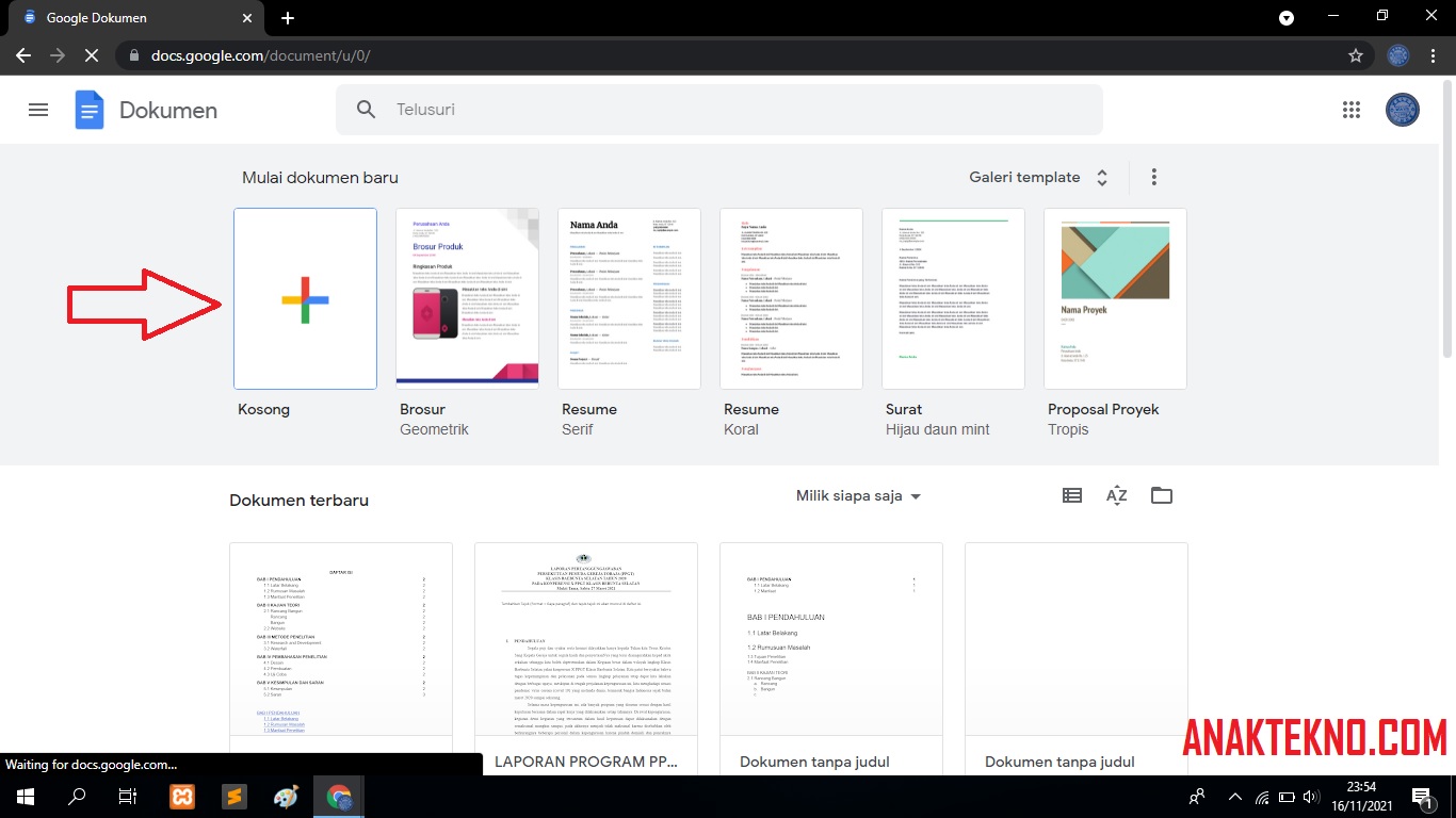 Cara membuat dokumen baru Google Docs