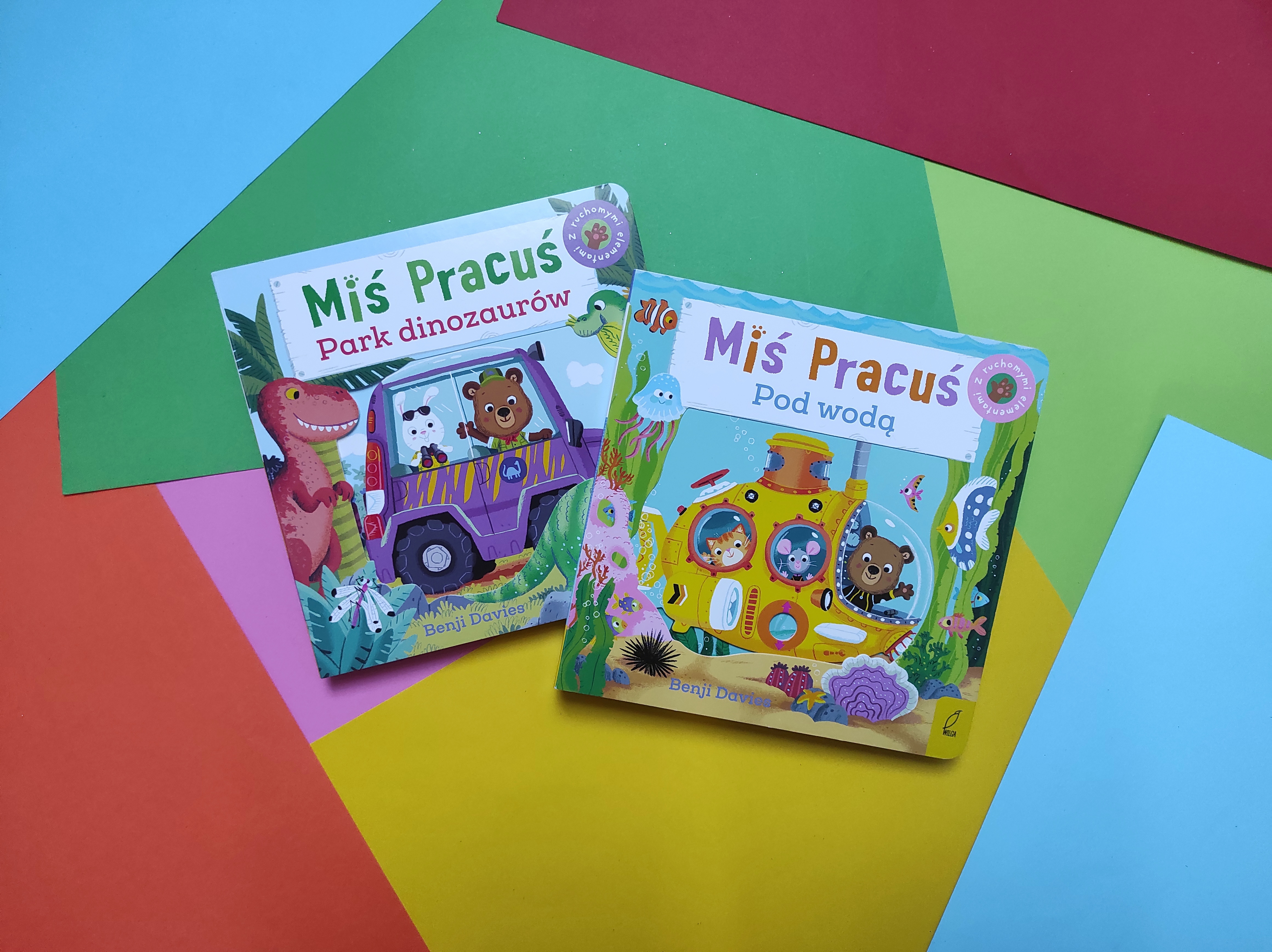 "Miś Pracuś" seria książeczek dla dzieci z ruchomymi obrazkami od wydawnictwa Wilga