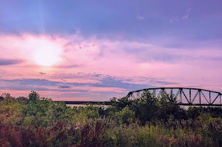 colorful sunset over the Missouri River in Sioux City, Iowa