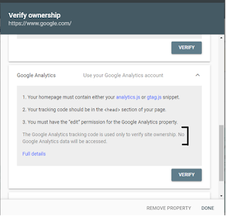 Google analytics verification