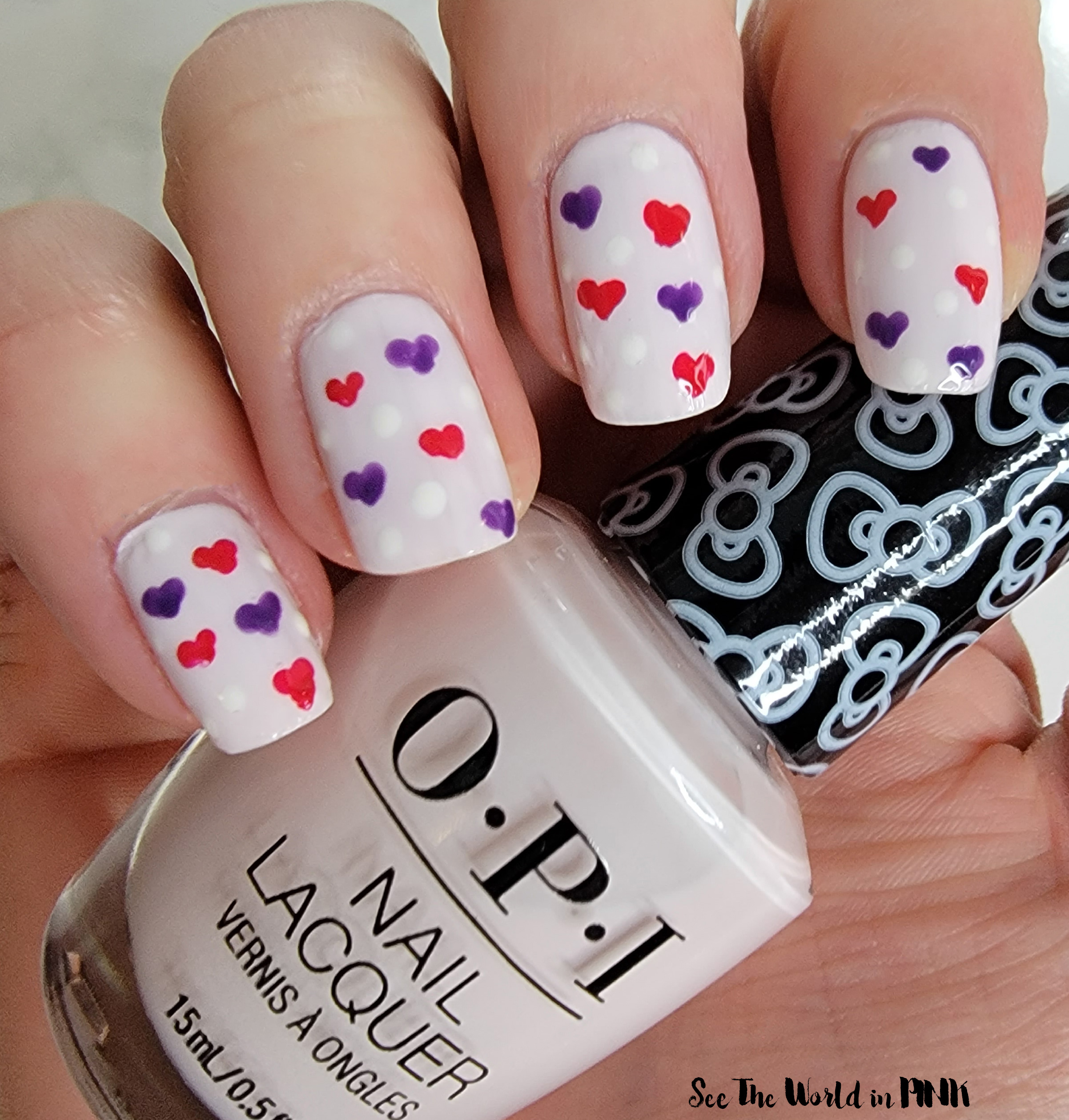 Manicure Monday - Valentine's Day Hearts and Dots Nails