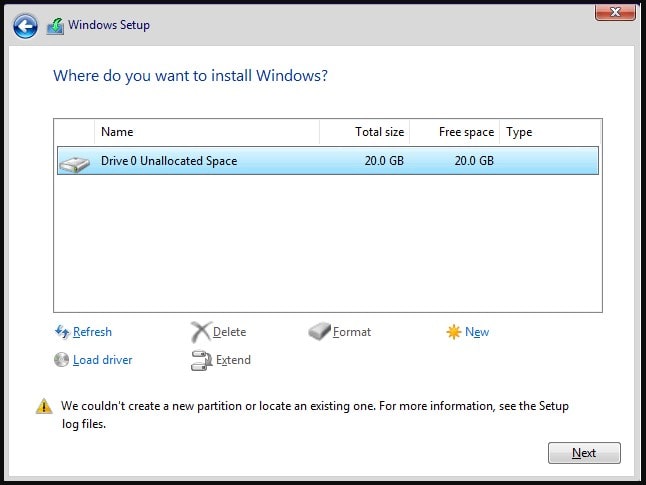 Cara memperbaiki We Couldn’t Create a New Partition Error Windows saat install Windows 10