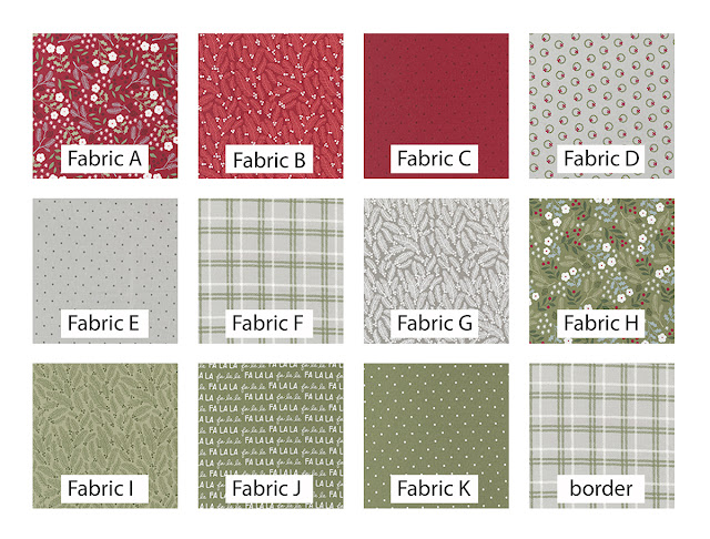 Christmas Eve fabrics by Lella Boutique for Moda Fabrics found on A Bright Corner quilt blog