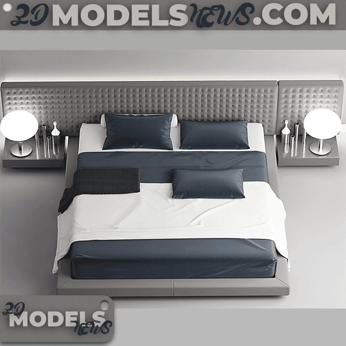 Full modern bed model with decoration 4