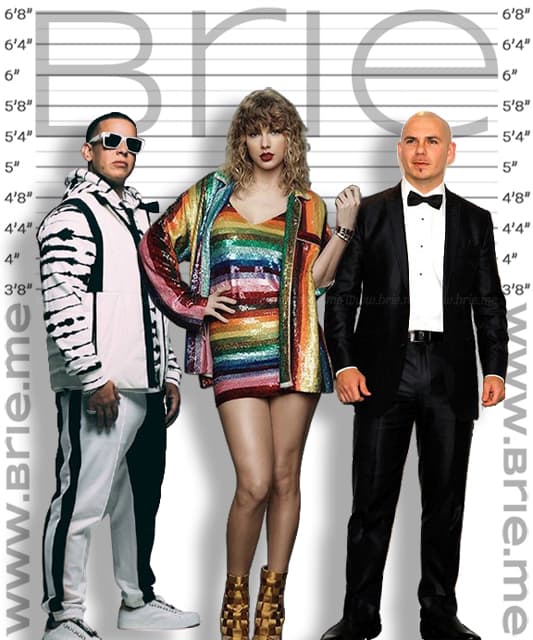 Daddy Yankee height comparison with Pitbull and Taylor Swift