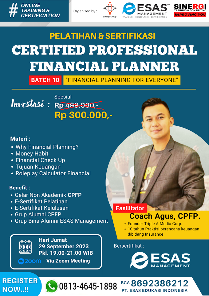 WA.0813-4645-1898 | Certified Professional Financial Planner (CPFP) 29 September 2023