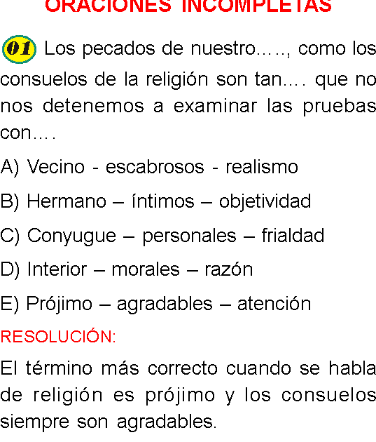 ORACIONES INCOMPLETAS EJEMPLOS Y EJERCICIOS RESUELTOS PDF