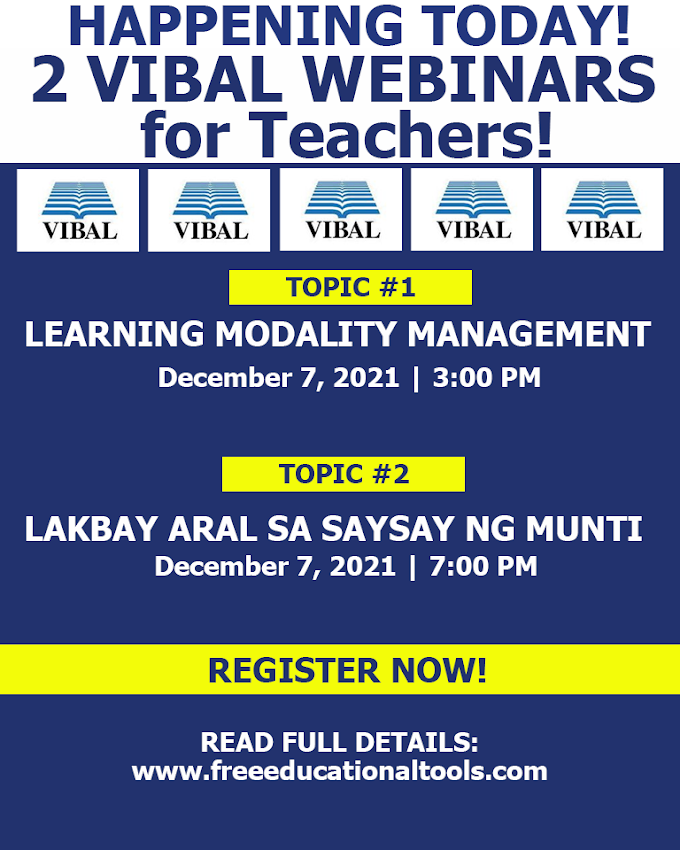 2 VIBAL FREE WEBINAR FOR TEACHERS | DECEMBER 7 | REGISTER NOW!