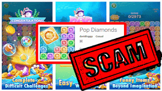 Aplikasi Pop Diamonds, Scam Tidak Membayar
