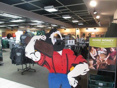 Lumberjack cutout in the HSU Bookstore... Put your face in the hole...