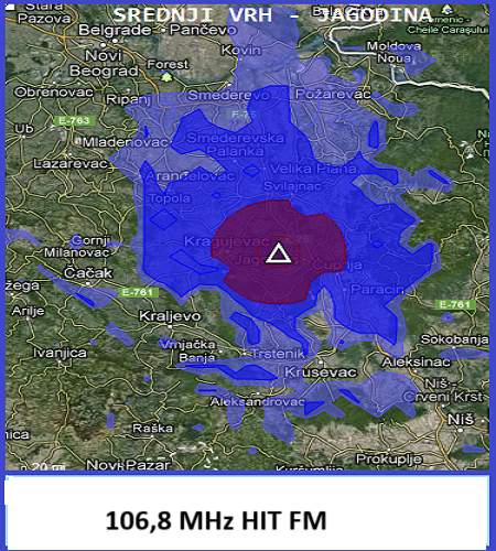 Mapa pokrivenosti Srednji vrh Jagodina