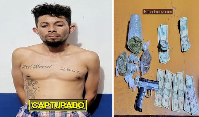 El Salvador: Capturan al pandillero de la MS13 alias "Dumbo" con una pistola, droga y dinero en efectivo