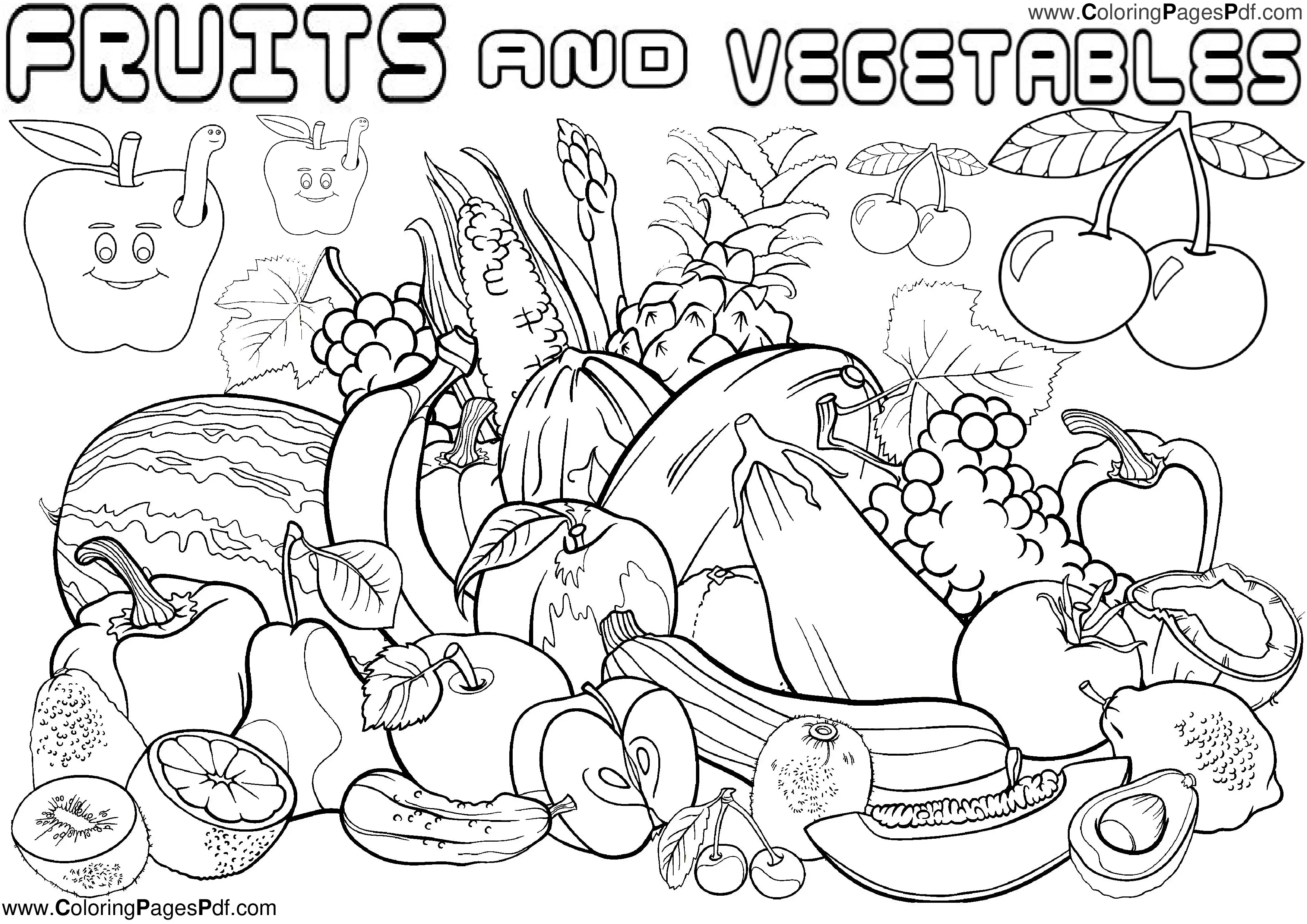 Coloring Fruits and Vegetables