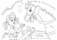 A girl and a horse coloring sheet
