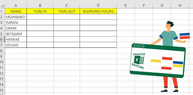 حساب ساعات العمل في برنامج مايكروسوفت Excel